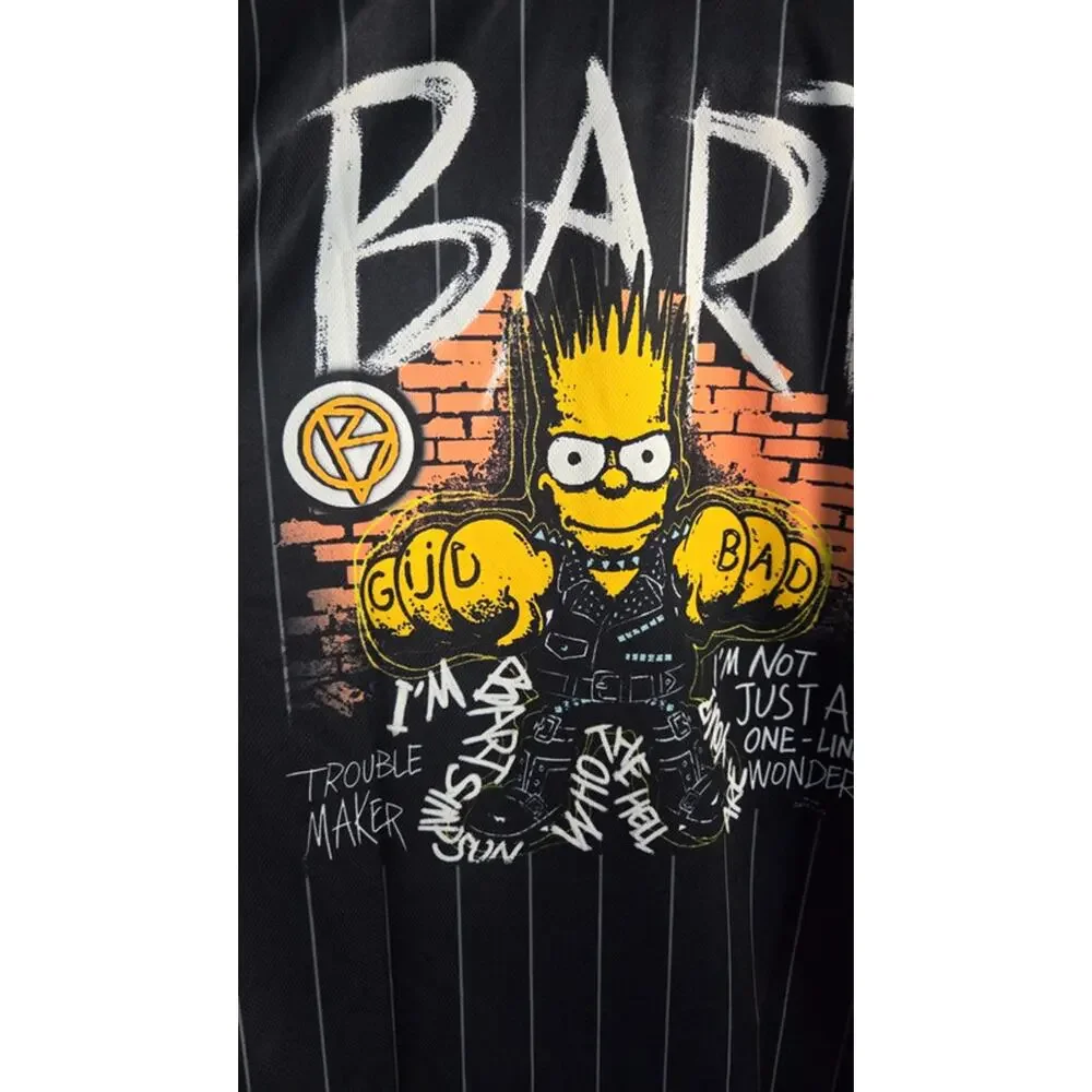 The Simpsons Bart Simpson Baseball Jersey Mens XL Black Orange Springfield